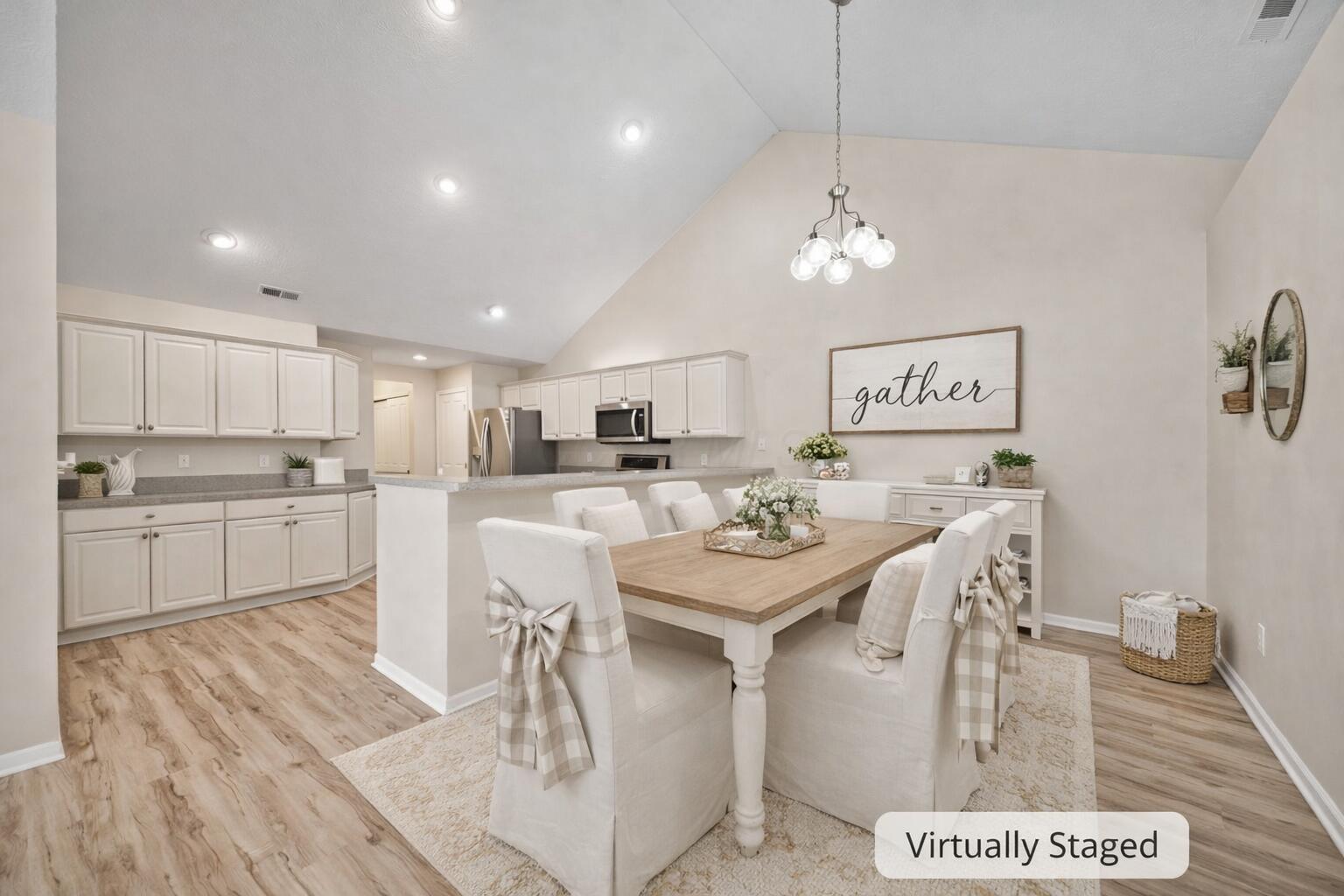 225 Stonegate Loop, Unit 225 Pataskala, OH 43062 - Photo 9 of 41 Farmhouse dining and kitchen staging
