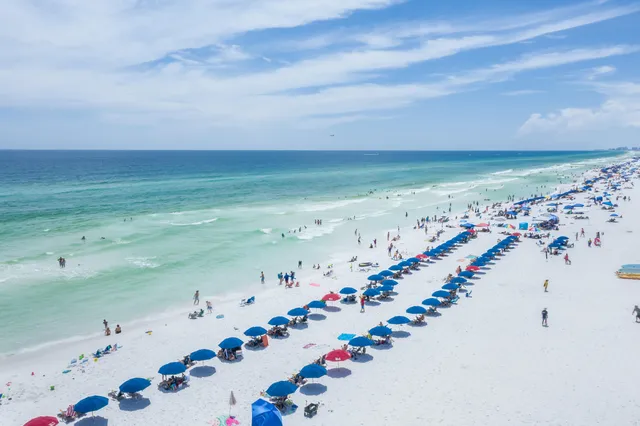 an aerial view of beach and ocean
