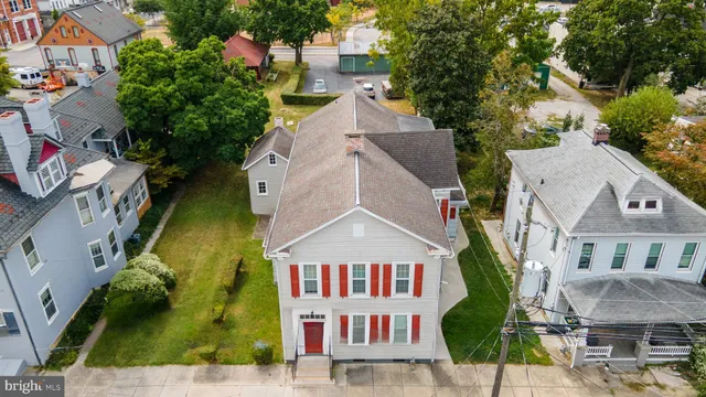 an aerial view of multiple houses