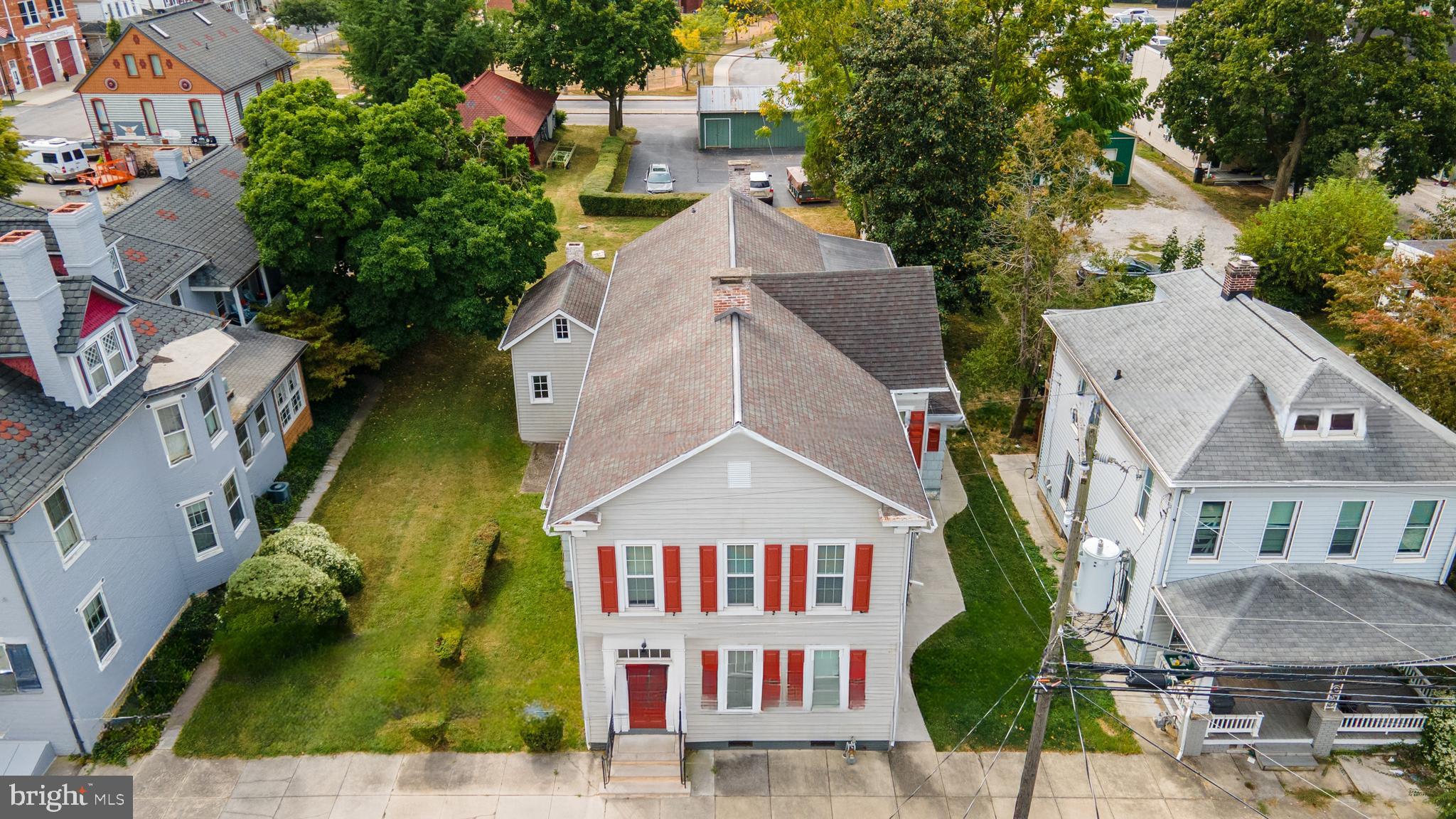 an aerial view of multiple houses