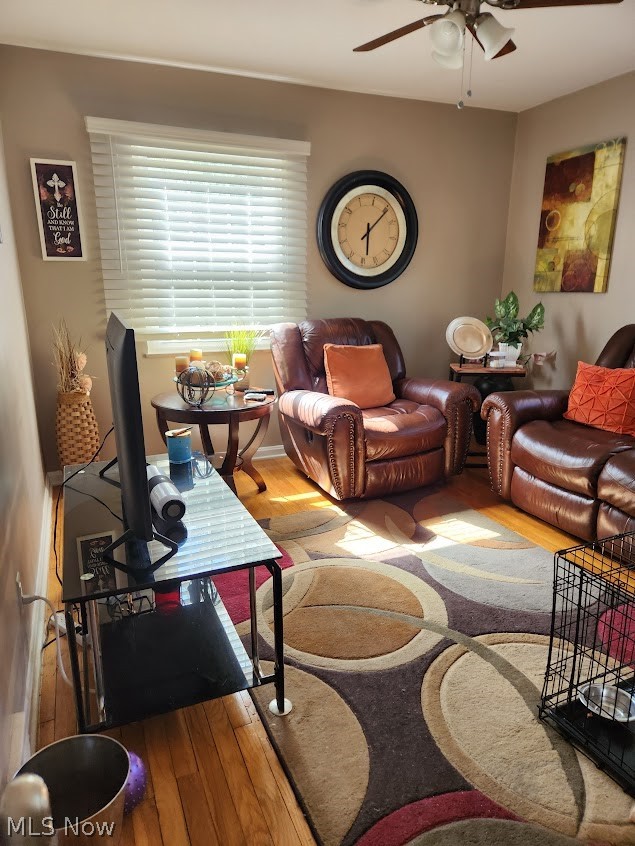 1025 Hereford Road Cleveland, OH 44112 - Photo 16 of 18 Living room with hardwood / wood-style floors and ceiling fan