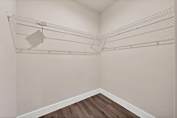 a view of small space with racks on the wall
