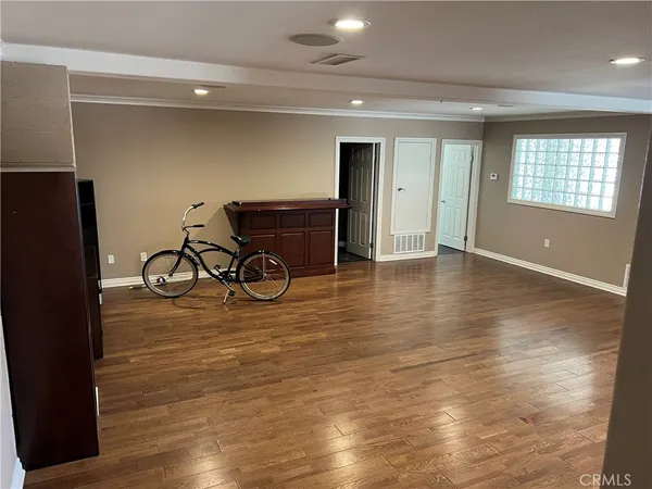 a projector room with gym equipment