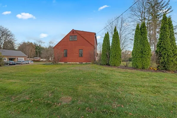 an aerial view of a house