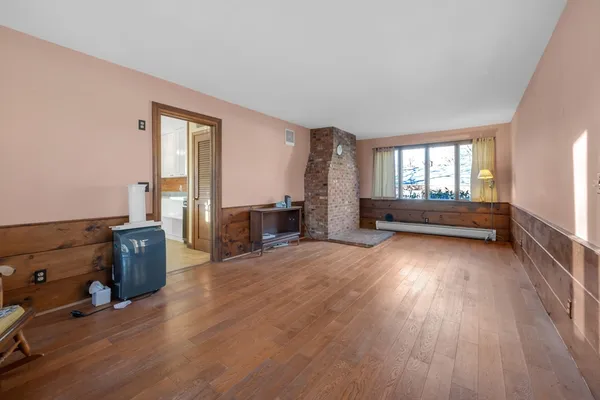 wooden floor and windows in a room