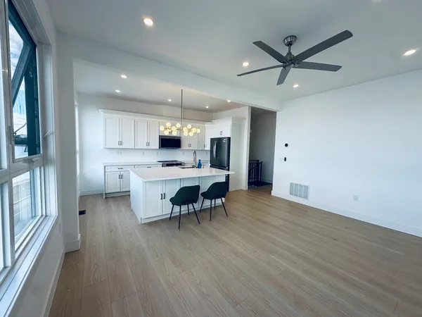 a view of water with an oven