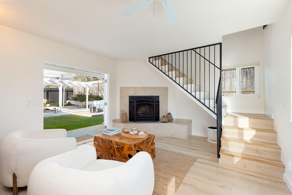 1430 Linhere Drive Carpinteria, CA 93013 - Photo 16 of 34 a outdoor living space with patio furniture and a fireplace