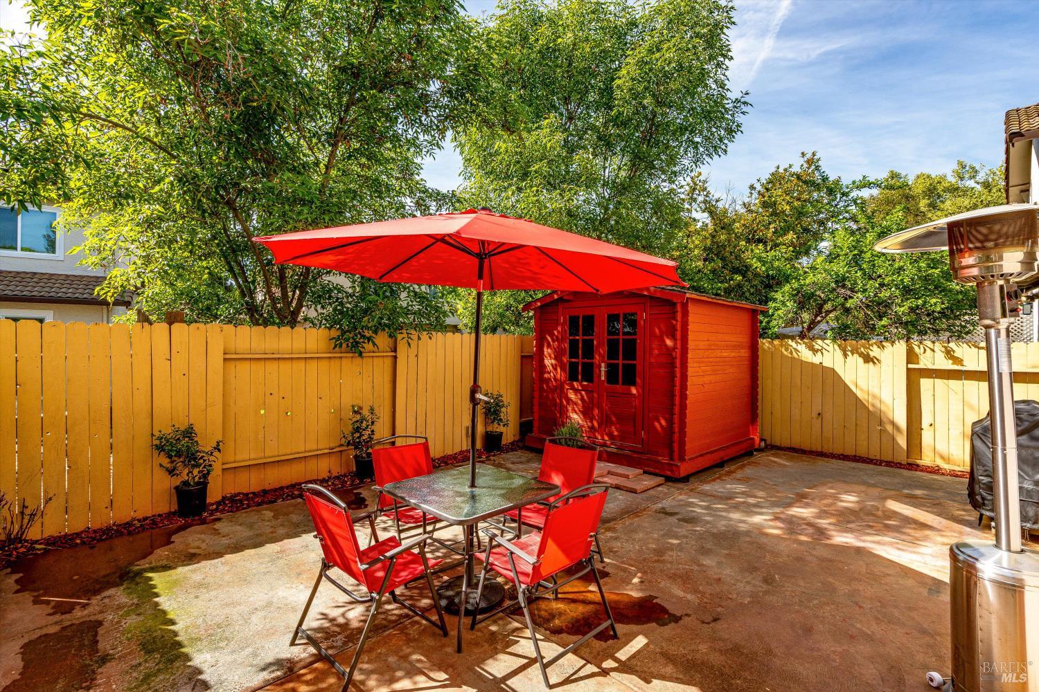 30 Fredrick Drive Rohnert Park, CA 94928 - Photo 37 of 41 Backyard patio with seating area and storage shed