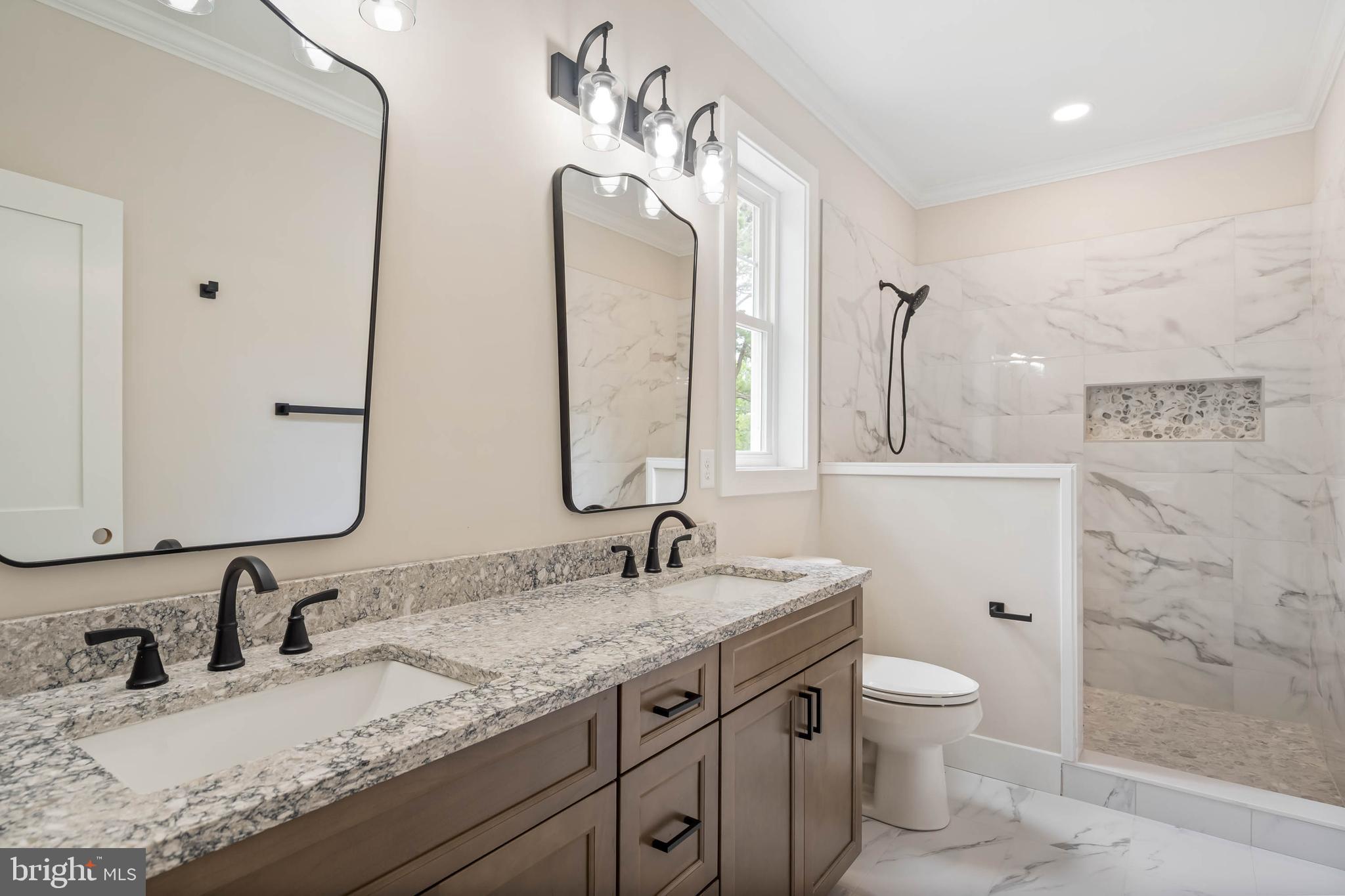 38697 Fred Hudson Road Bethany Beach, DE 19930 - Photo 46 of 51 a bathroom with a granite countertop sink a toilet and a mirror