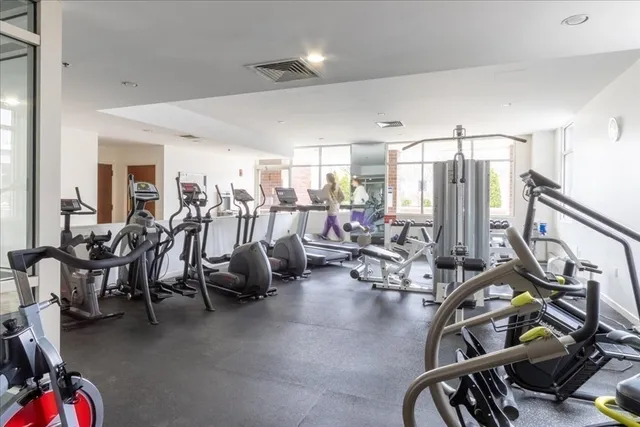 a view of a room with gym equipment