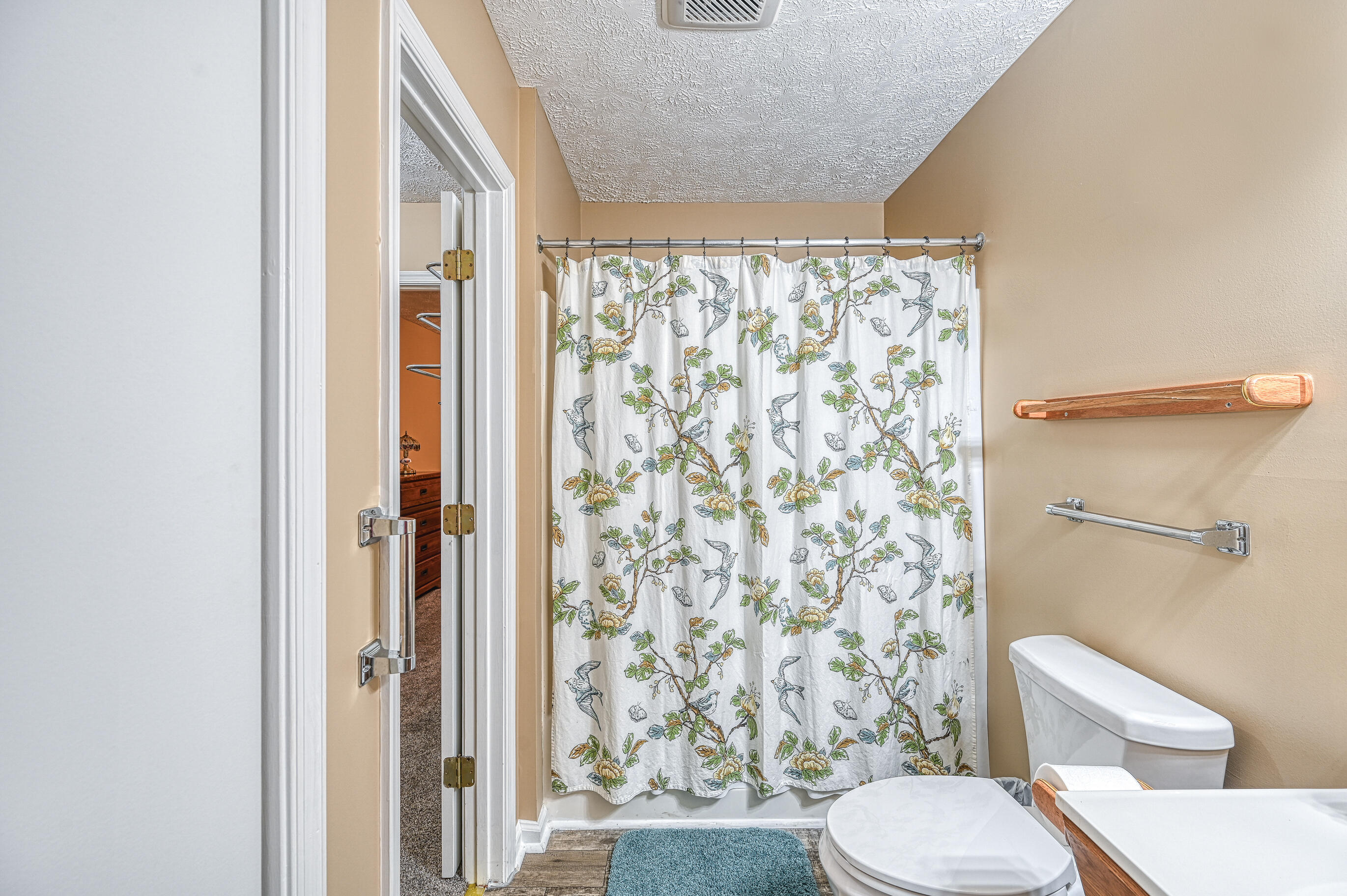 206 Oak Road Bumpass, VA 23024 - Photo 20 of 38 a white toilet sitting next to a shower curtain