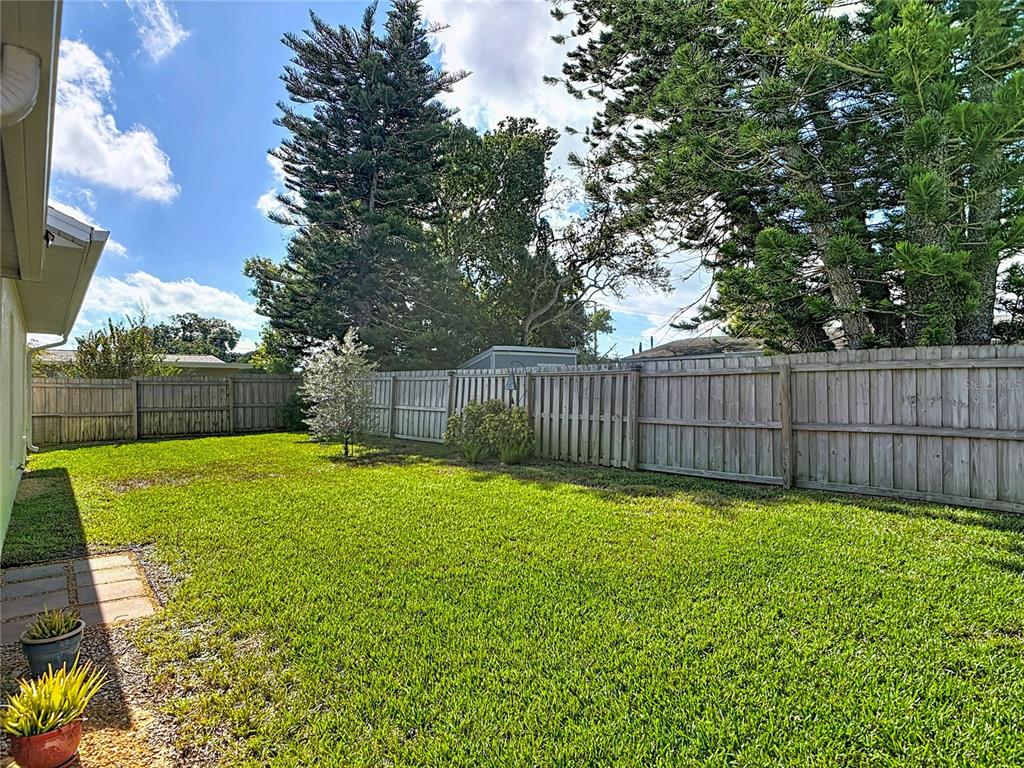 1408 3rd Street Edgewater, FL 32132 - Photo 31 of 43 a view of a backyard with a tree and wooden fence