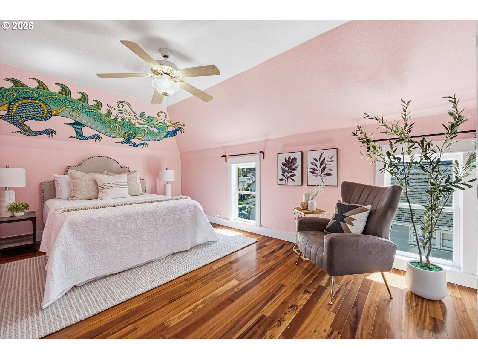 170 Northeast Main Street Estacada, OR 97023 - Photo 27 of 41 a bedroom with a bed and wooden floor