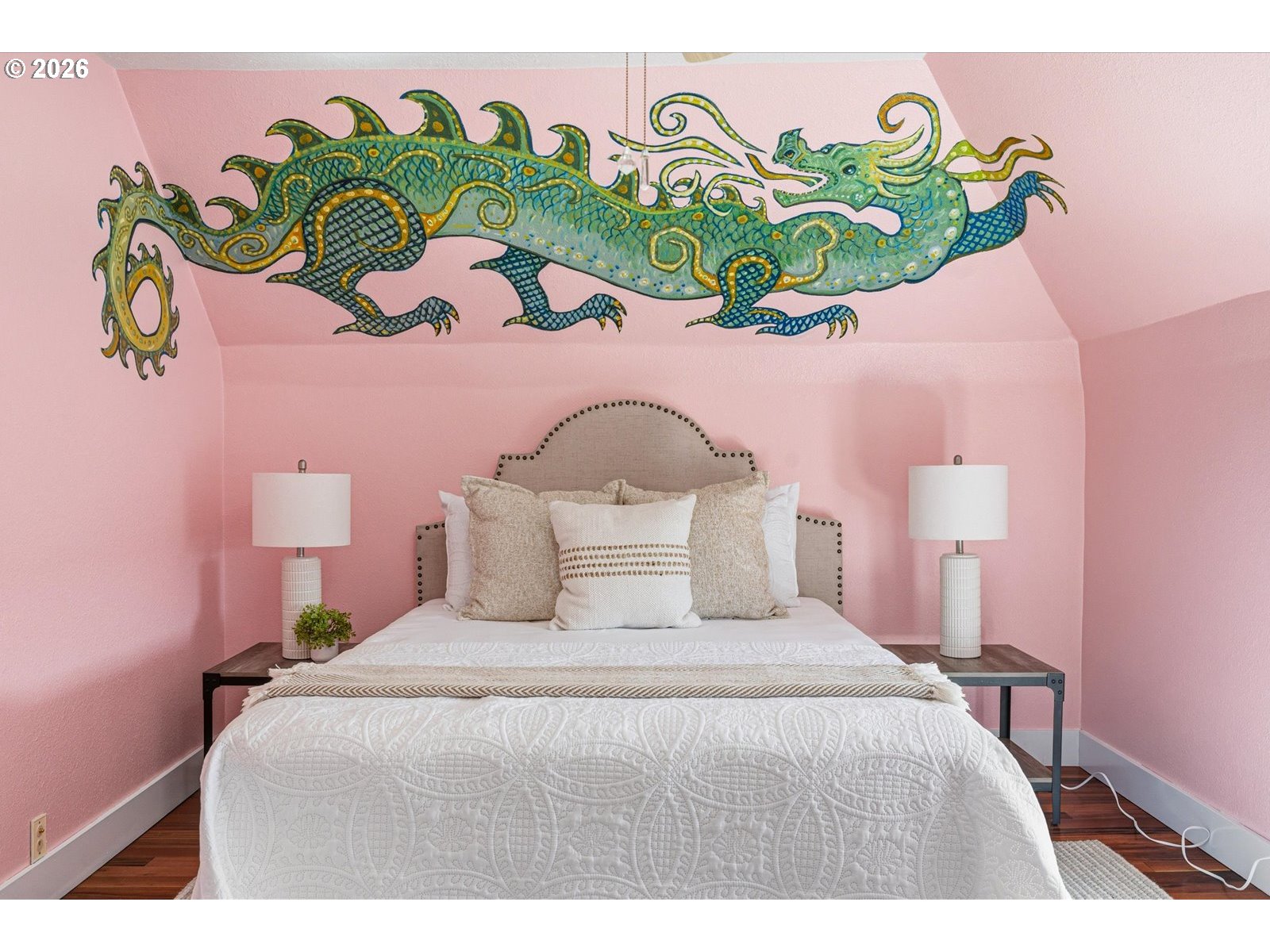 170 Northeast Main Street Estacada, OR 97023 - Photo 30 of 41 a bedroom with a bed table and a painting