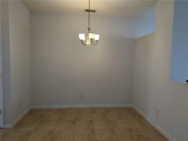 a view of a chandelier in a room