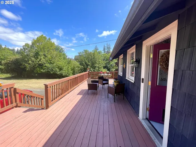 a street view with a garden