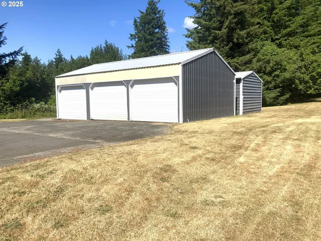a view of a yard with a tree