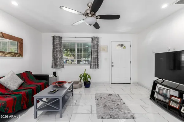 a living room with furniture