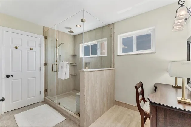 a bathroom with a shower