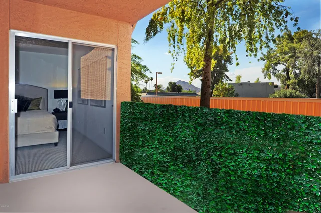 a view of backyard from deck