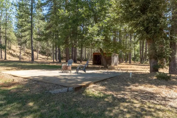 a view of a backyard