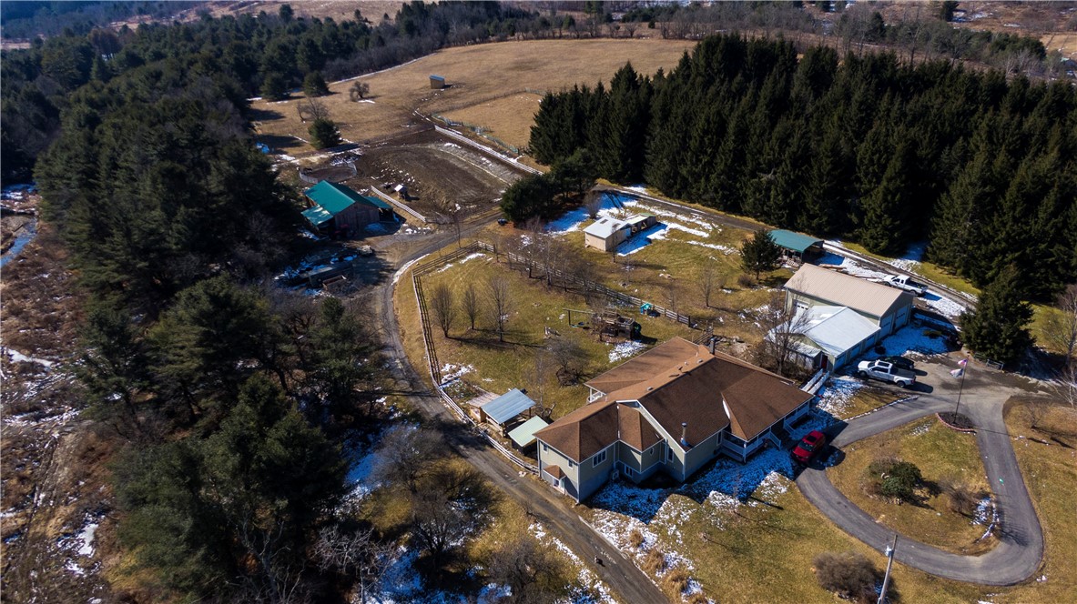 172 Hawks Road Pittsfield, NY 13411 - Photo 22 of 49 Aerial View of Home and various Out Buildings, Par