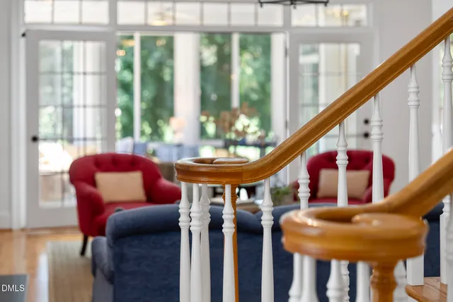 a view of an entryway with a carpet