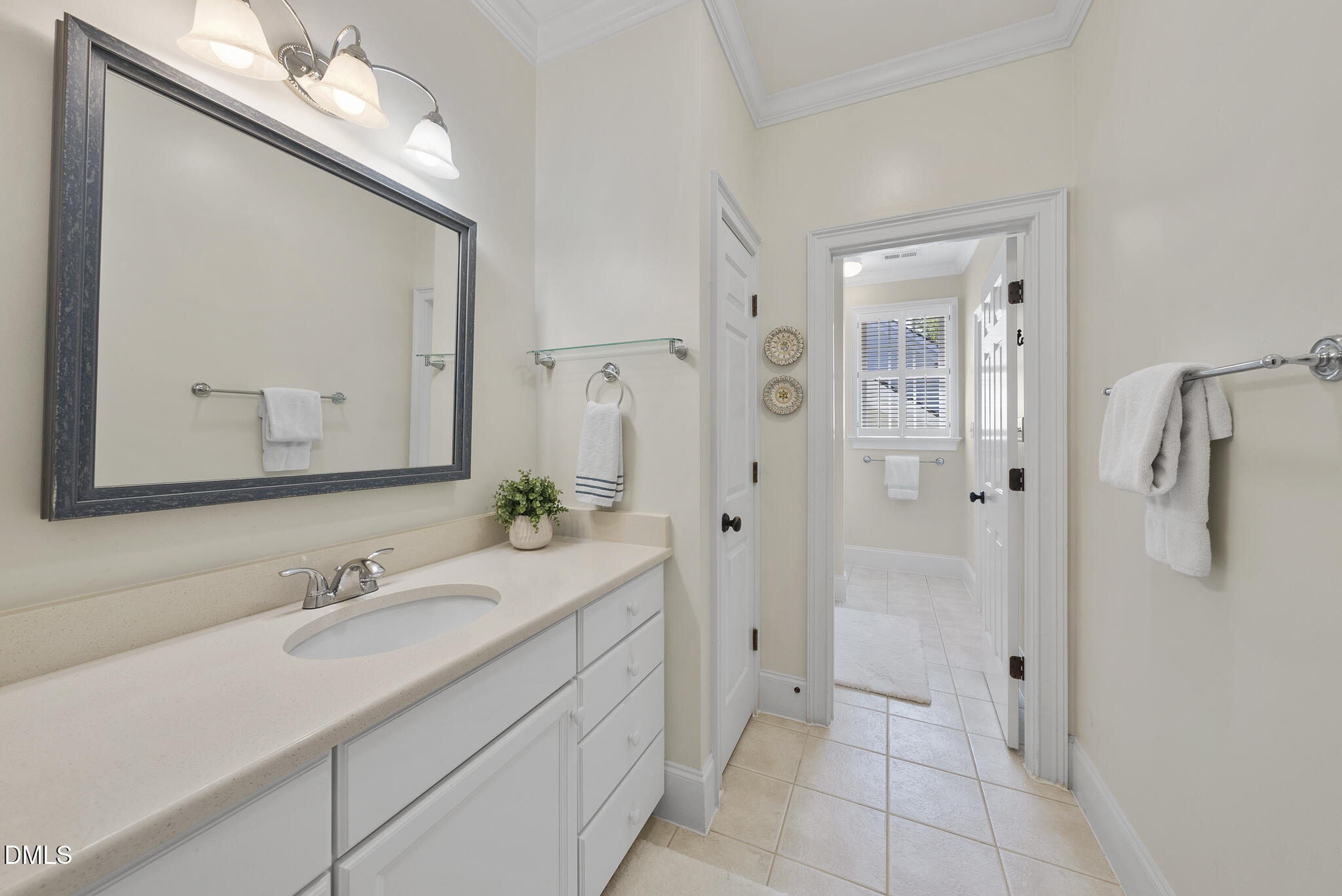 119 Faison Road Chapel Hill, NC 27517 - Photo 50 of 93 a bathroom with a granite countertop sink mirror and a shower