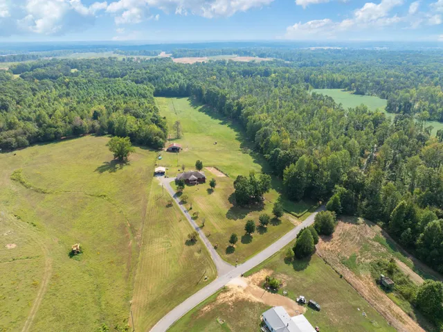 a view of a lake in middle of the town