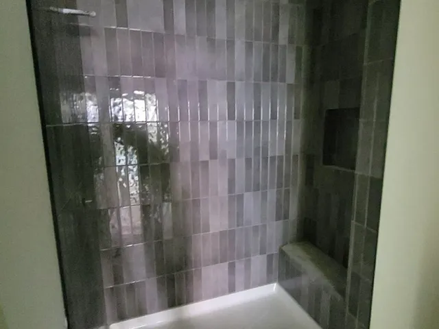 a bathroom with a shower