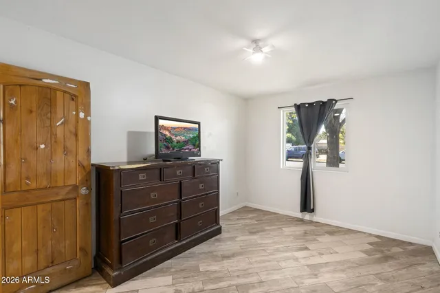 a view of backyard with seating space