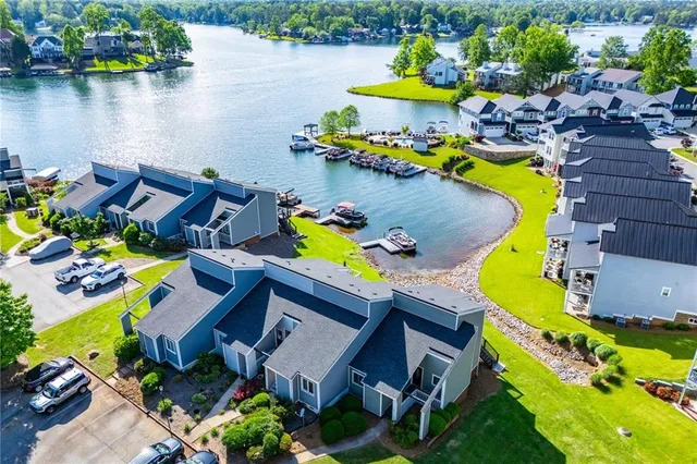 aerial view of a house with a swimming pool
