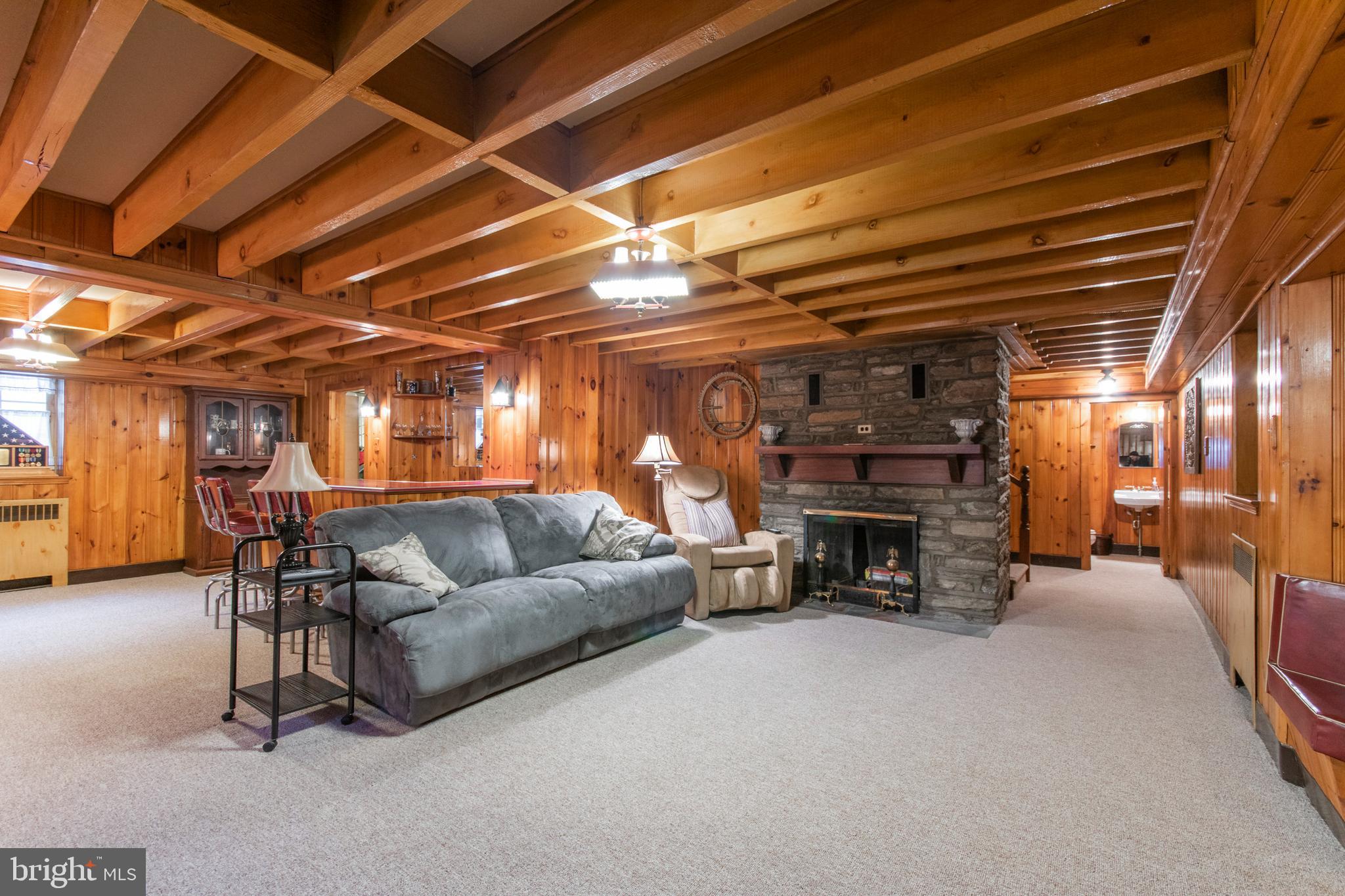 913 Gilbert Road Cheltenham, PA 19012 - Photo 33 of 36 Finished Basement with Fireplace