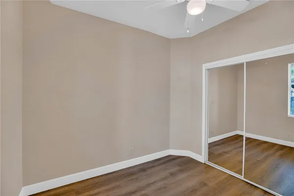a view of small space with wooden floor