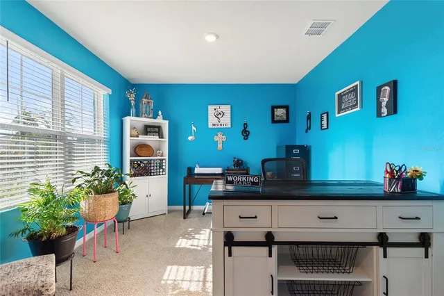 a kitchen with a potted plant on the counter