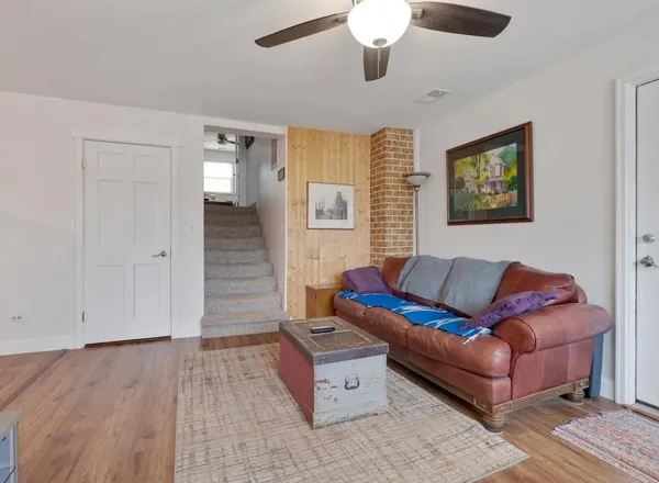 a living room with furniture