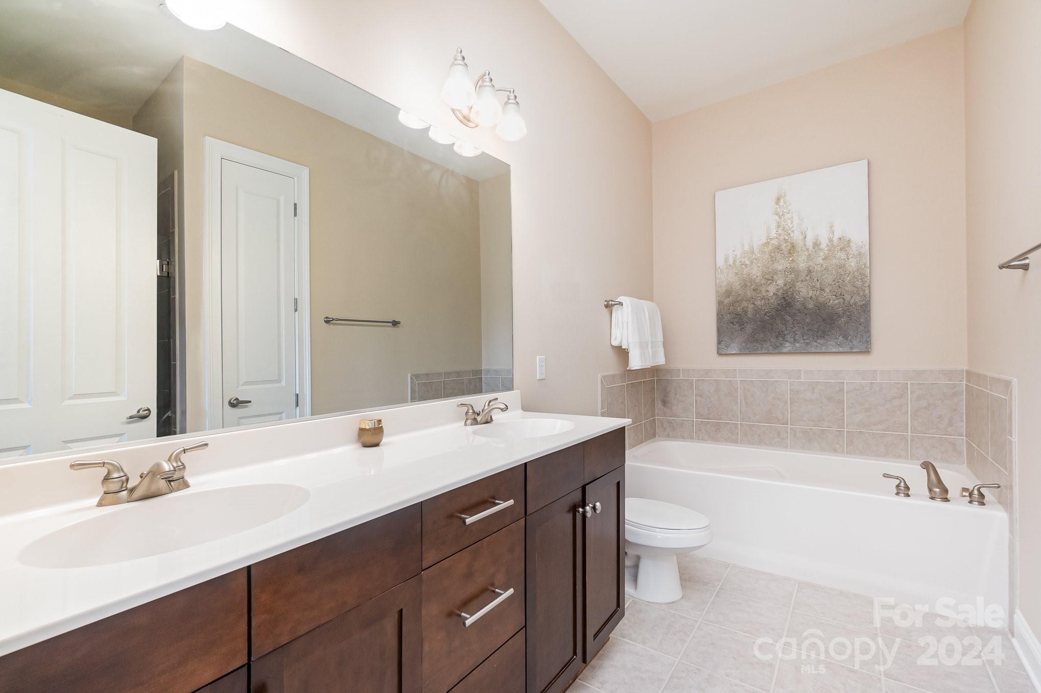 5425 Closeburn Road, Unit 213 Charlotte, NC 28210 - Photo 22 of 32 a bathroom with a tub a sink and mirror