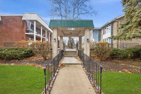 a view of a large building with many windows