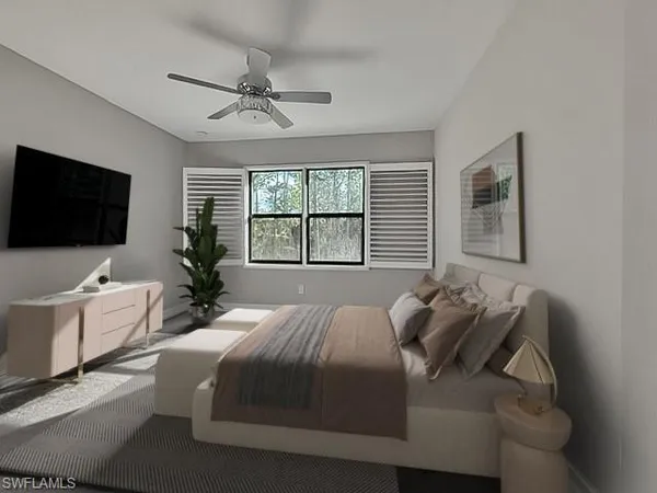 a view of empty room with windows