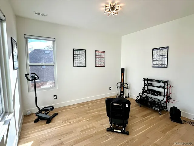 a room with gym equipment