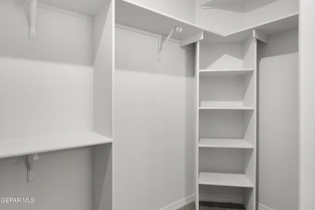 a view of an empty walk in closet
