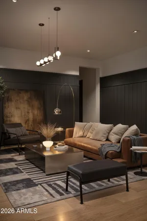 a living room with furniture