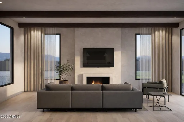 a view of a house with swimming pool and sitting area