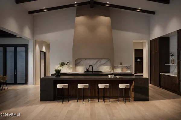 a view of a kitchen and a window