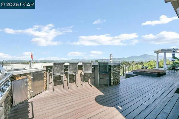 a view of a terrace with seating space