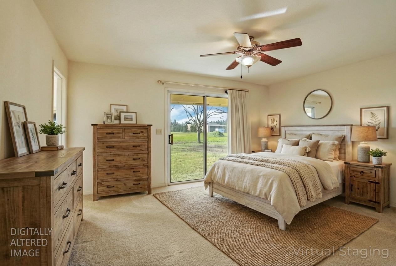 24257 North Pearl Road Acampo, CA 95220 - Photo 22 of 41 a bedroom with a large bed and a chandelier