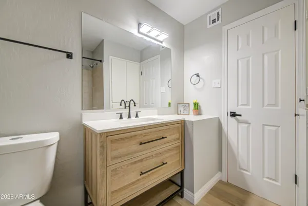 a bathroom with a bathtub