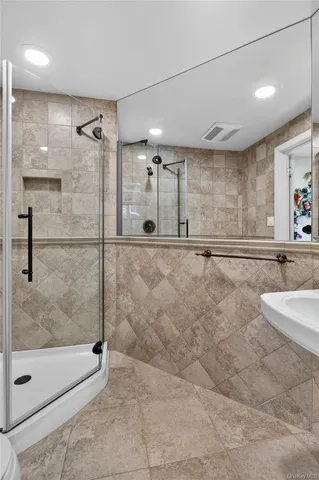 a bathroom with a shower