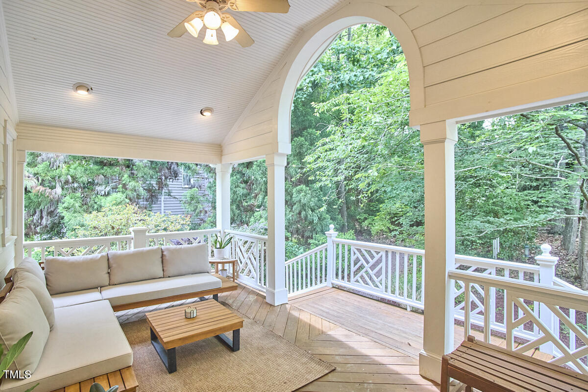 8605 Stanton Place Raleigh, NC 27615 - Photo 44 of 56 a balcony with furniture and garden view