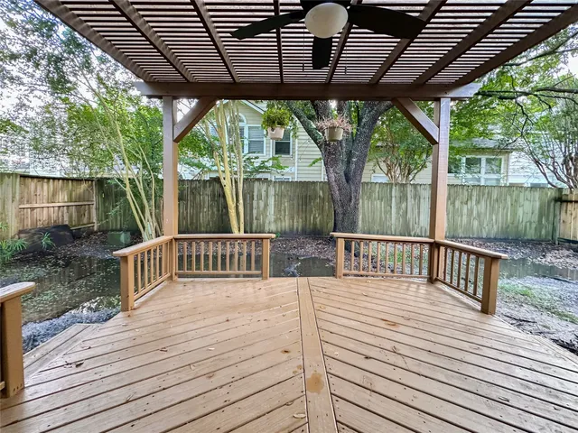 a view of outdoor space with deck having outdoor seating